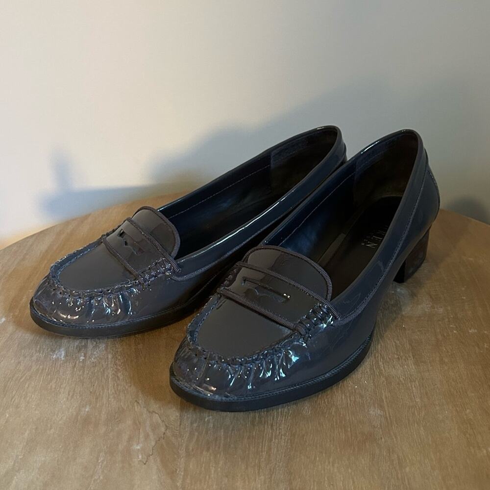 Lauren Ralph Lauren Gray Patent Leather 1 Inch Heel Slip On Penny Loafers Sz 6.5